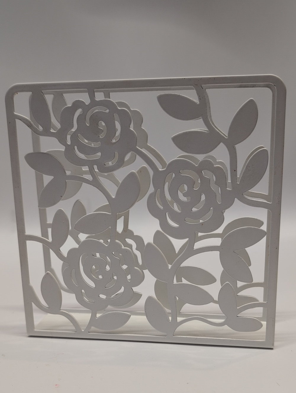 IKEA White Floral Cutout Metal Panel
